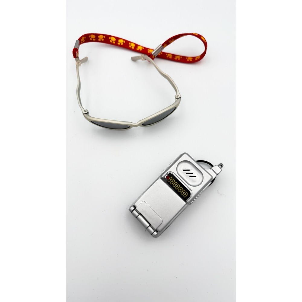 Build-a-bear Vintage Style Toy Phone & Sunglasses Set SilverRed PawPrint Strap
